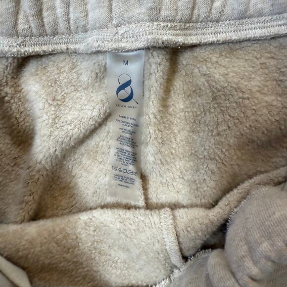 Lou & Grey Gray Wide Leg Lounge Pants M Cozy Fleece Side Stripe Pockets - Picture 3 of 10